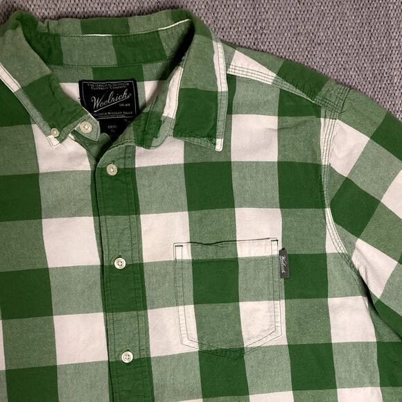 Woolrich Outdoor Summer Shirt Men's XL Green Checkered Button Down Summer Y2K - Picture 2 of 8